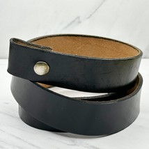 Black Thick Leather No Buckle Belt Strap Size 36 Mens - £15.78 GBP