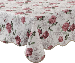 Artisan Flair AF6090-017 Pink Rose Kitchen Tablecloth for Dinner Parties &amp; Picni - £18.08 GBP