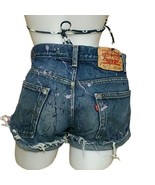 Vintage Levis 517 Cut Off Hand Painted Denim Jean Shorts Womens Size W29 - $49.50