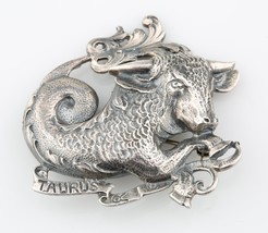 Argent Sterling Taureau Broche Par Guglielmo Cini Zodiaque Astrologie Ar... - $193.33