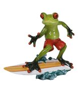 Green Surfer Toad Frog in Red Shorts Riding Ocean Waves With Surfboard F... - $472.95 MXN