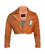 Veste de moto en cuir véritable orange/tan pour femme, veste courte en p... - £85.25 GBP