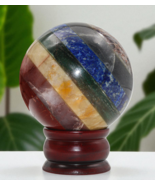 Multi 7 Colors Crystal Stone Healing Energy Gemstone Decor Sphere Gift 95mm