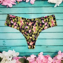 VICTORIA&#39;S SECRET No Show Panties Large L Black Floral Undies Panty  - £9.54 GBP