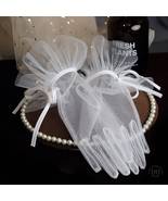 Ruffled Tulle Bridal Gloves Chic Bride, Cute Bow Tie Sheer Tulle Wedding... - £26.28 GBP
