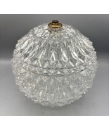 Vintage Clear Glass Globe Light Shade Diamond Pattern Brass Top - $56.52