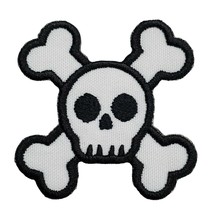 Skull and Crossbones Embroidered Applique Iron On Patch Halloween Trick or Treat - £3.17 GBP