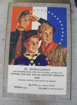 Vintage 1959 Boy Scouts Appreciation Award Plaque LOOK - £17.90 GBP