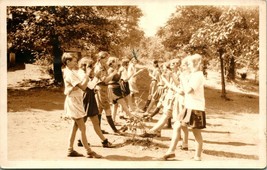 RPPC 1930 Postcard From Girls Camp Girls Practicing Dance Routine Boston MA T19 - £6.19 GBP