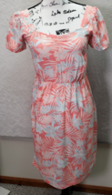 ROXY Sheath Dress Girls Size 14 Coral Blue Hawaiian Viscose Ruched Sweet... - $25.84