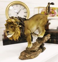 Ebros Lion King of The Jungle Running Down A Sloping Rock Statue 11.25" ... - $36.99
