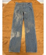 Levis 501 Jeans Mens 30x31.5 White Oak Cone Denim Button Fly Paint Splat... - $38.19