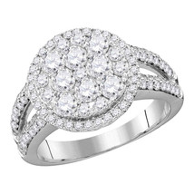14k White Gold Round Diamond Cluster Bridal Wedding Engagement Ring 1-3/... - $2,399.00