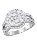 14k White Gold Round Diamond Cluster Bridal Wedding Engagement Ring 1-3/... - £1,917.65 GBP