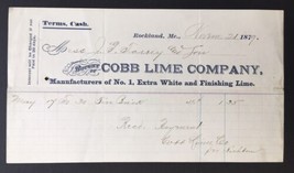 Cobb Lime Company 1879 Antique Billhead Rockland Maine Receipt of Payment - $20.00