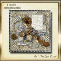 Steampunk Mesmerizing Scrapbook Page with Elements and Bubbles - £11.99 GBP