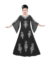 Dubai Black Style Wedding Kid Dress Moroccan Ramadan Special Party Girls Kaftan - £48.95 GBP