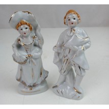 Vintage Colonial Man &amp; Woman 4.25&quot;  Porcelain Figurines Made In Japan - £4.63 GBP