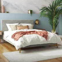 Modern Platform Frame Bed In A Queen Size With An Upholstered Headboard ... - £257.63 GBP