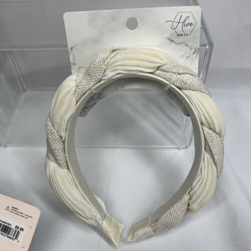 Hive and Co. Headbands Braided Taupe Crème Burlap Texture Knotted Twist - $5.29