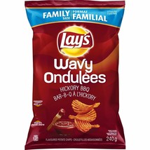 6 Family Size Bags Lay&#39;s Wavy Hickory BBQ Potato Chips 240g Each-Free Shipping - £39.35 GBP