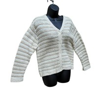 Sweater Jacket Liz Claiborne LizSport Button Up Chunky Knit Cardigan Petite Med - £27.24 GBP