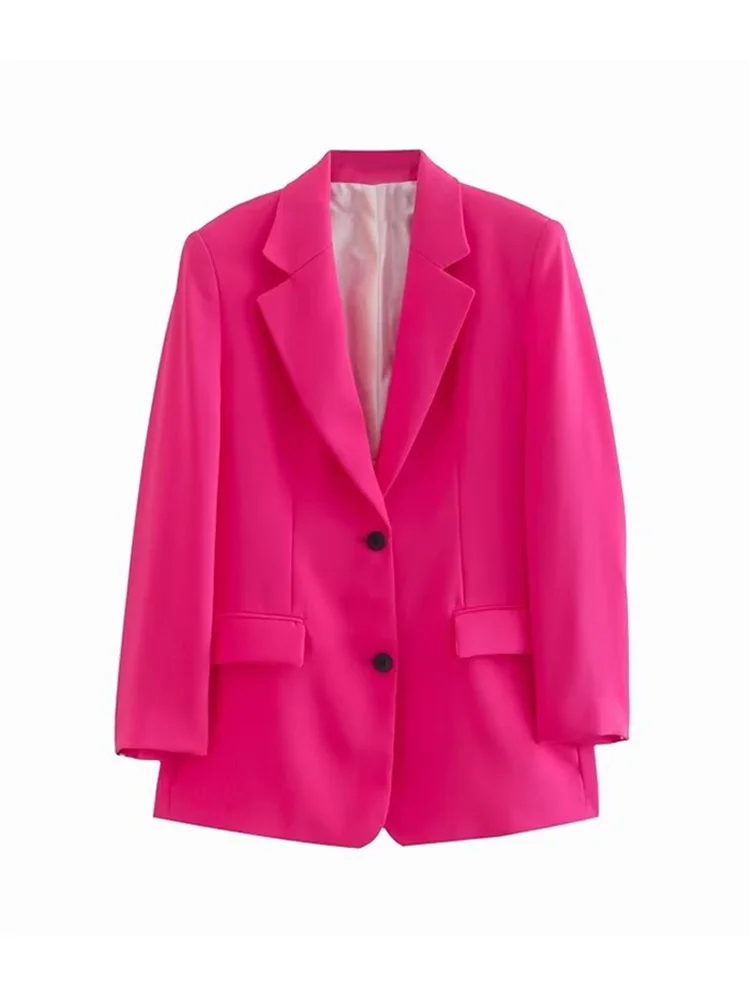 Zevity Women  Front Buttons Loose Blazer Coat Vintage Long Sleeve Flap Pockets F - £118.80 GBP