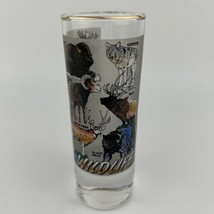 Wyoming Wildlife Shooter Tall Shot Glass, Gold Rim Animals Bear Buffalo ... - £14.94 GBP