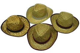 4 Kids Straw Zig Zag Cowboy Hats Childrens #116 Caps Country Western Cowgirl Hat - £12.25 GBP