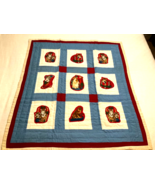 Christmas Wall Deco Table Topper Handmade Quilted 37&quot; x 40&quot; Cats &amp; Girl ... - £21.81 GBP