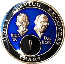 5 Year Founders Blue Tri-Plate AA Medallion Bill &amp; Bob Chip - £15.00 GBP