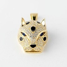 2Ct Round Cut Lab-Created Sapphire Panther Men&#39;s Pendant 14k Yellow Gold Plated - £193.56 GBP