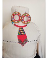 Handmade beaded necklace and earring set,multi colored beads earrings, s... - $156.32 CAD