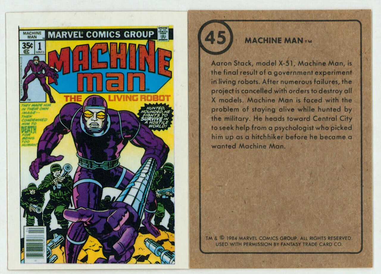 Machine Man #1 Trading Card 1984 Marvel First Issue Covers Jack Kirby Comic Art - $7.91