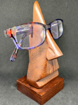 MCM Carved Wooden Nose Mouth Eyeglasses Holder Mid Century Modern 6&quot; Tall India - $9.89