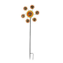Colorful Sunflower Pinwheel Garden Twirler Wind Spinner Stake 70.5 Inches High - £35.58 GBP
