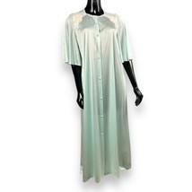 Vtg Lorraine Full Length Button Robe Pale Mint Green 100% Antron III Nyl... - £28.85 GBP