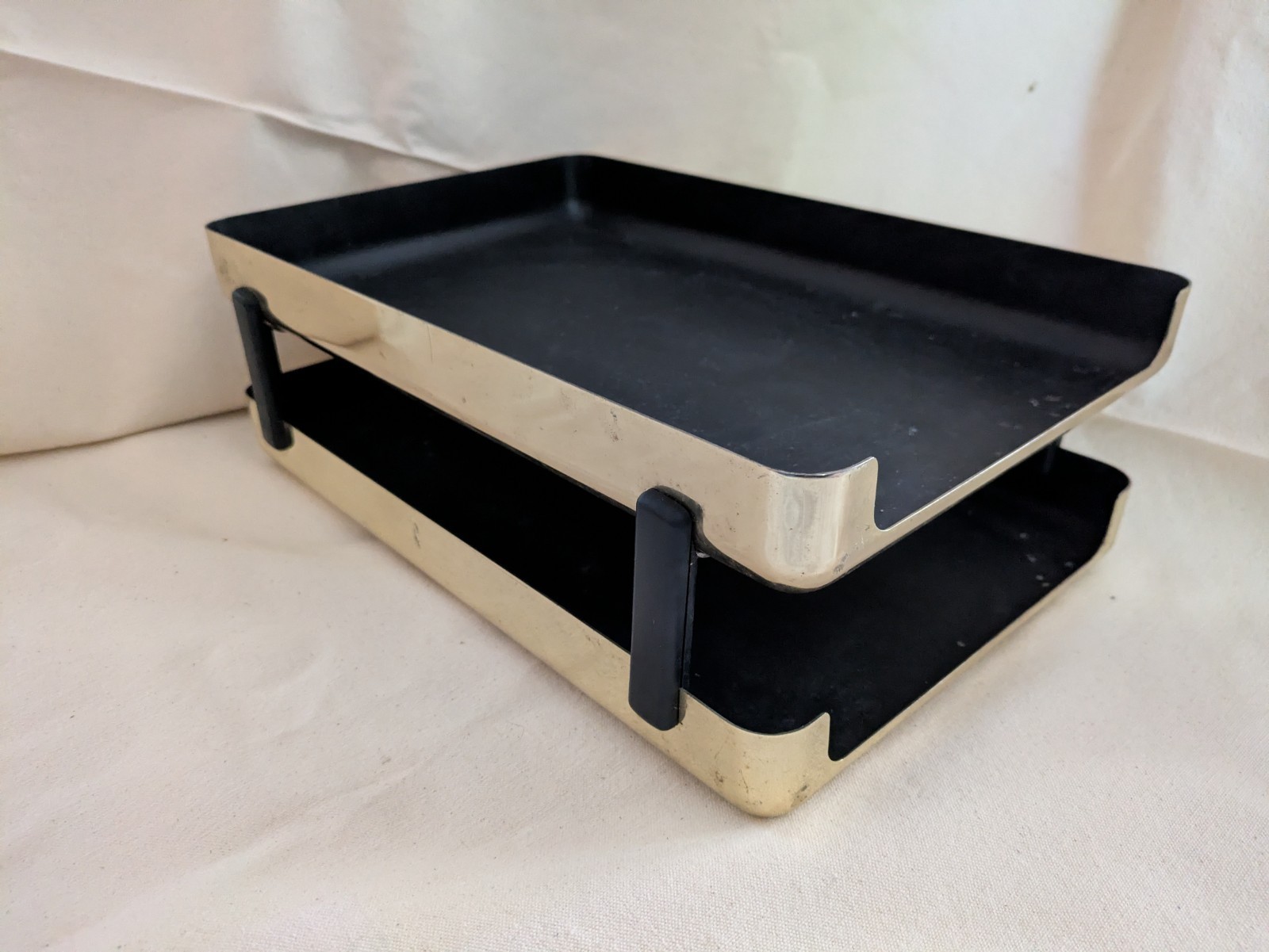 1984 Gold Eldon Emphasis 6000 File Tray Organizer Executive Desktop Two Tier Item image 3