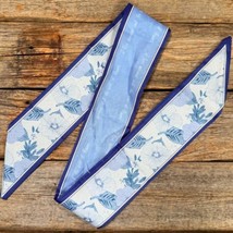 Blue White Floral Western Skinny Cowgirl Mini Wild Rag Scarf Necktie - $18.81