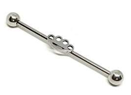 Knuckle Duster Piercing Bar Industrial Scaffold 14g (1.6mm) 38mm Surgical Steel - £4.96 GBP