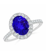 ANGARA Oval Tanzanite Halo Ring with Diamond Accents for Women in 14K So... - £2,015.63 GBP