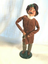  Adult Male Byers&#39; Choice Caroler with Brown Coat &amp; Black Hat &amp; a Handbell 1994 - £35.54 GBP