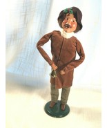  Adult Male Byers&#39; Choice Caroler with Brown Coat &amp; Black Hat &amp; a Handbe... - £35.37 GBP
