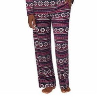 Nautica Womens Silky Fleece Side Pockets Pajamas Large Fair Isle Purple - £34.79 GBP