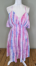 davi &amp; dani NWT women’s spaghetti strap tie dye dress Size S Pink Blue P3 - £12.03 GBP
