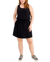 allbrand365 designer Womens Plus Size Drawstring Dress Size 3X Color Deep Black - £48.90 GBP