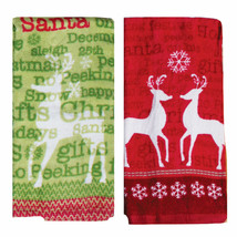 Kitchen Towel Kay Dee Designs Christmas Reindeer Set of 2 Terry Towels - £11.86 GBP