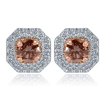 1.08 TCW Kunstdiamanten Grown Rund Vivid Pink Diamant Ohrstecker 14k Wei... - $1,707.00