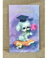Ephemera Vintage American Greetings Graduate Card Puppy w Cap Flower In ... - £10.84 GBP
