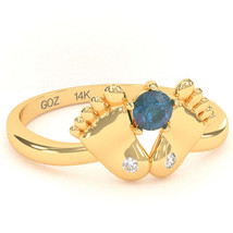 Baby Feet Lab-Created Alexandrite Diamond Ring In 14k Yellow Gold - £262.98 GBP